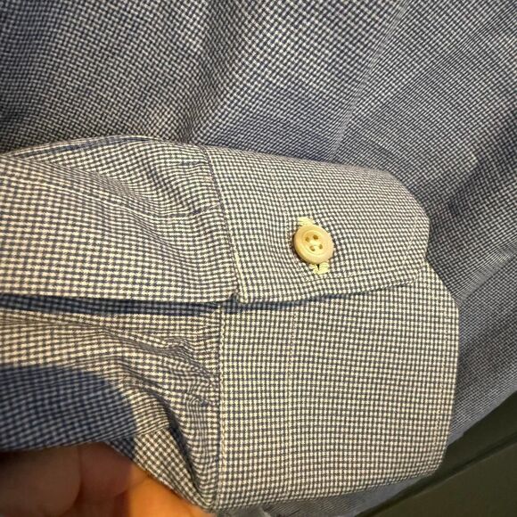 Kiton Men's Designer Button Down Check Blue White Shirt 18 x 45 - Picture 2 of 6